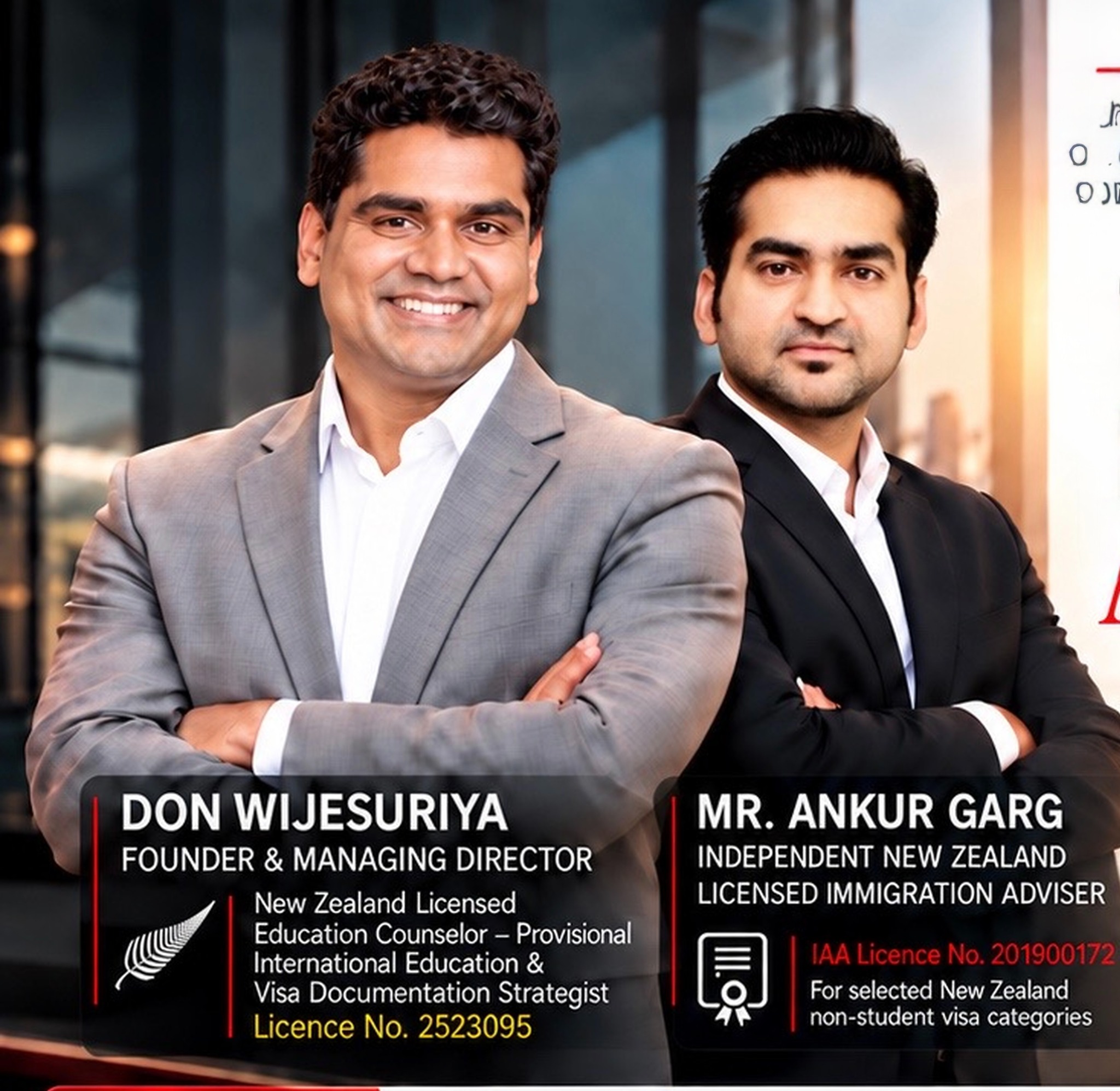 Don Wijesuriya with New Zealand Licensed Immigration Adviser Ankur Garg